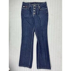 Tommy Size 9 Womens Jeans Boot/Flare Mid Rise Cotton Dark Wash Button Fly